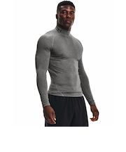 アンダーアーマー(UNDER ARMOUR)着圧 長袖 ヒートギア(夏向け) ロングスリーブ モックシャツ 1369606 090 速乾 防臭 グレー