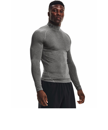 アンダーアーマー(UNDER ARMOUR)着圧 長袖 ヒートギア(夏向け) ロングスリーブ モックシャツ 1369606 090 速乾 防臭 グレー