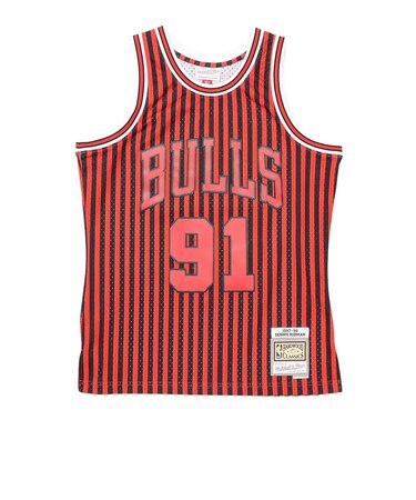 NBA シカゴブルズ デニスロッドマン ストライプ スイングマン タンクトップ SMJYBW19047-CBUPTRD97DRD M