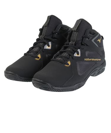 ミズノ（MIZUNO）スニーカー ウエーブダイバースLG4 ブラック ゴールド K1GF227109 フィットネス シューズ ジム 室内 ハイカット