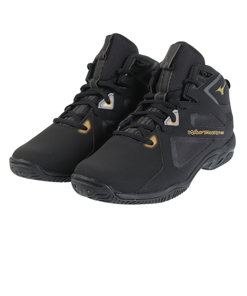 ミズノ（MIZUNO）スニーカー ウエーブダイバースLG4 ブラック ゴールド K1GF227109 フィットネス シューズ ジム 室内 ハイカット
