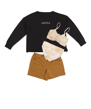 オーシャンパシフィック（Ocean Pacific）水着 ラッシュガード ビキニ 4点セット ラッシュTシャツ付 522806BLK