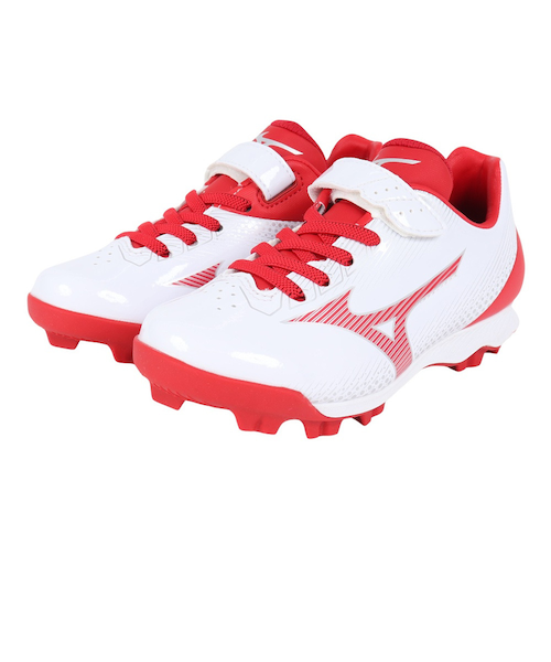Mizuno スパイクシューズ ホワイト/レッド ミズノ（MIZUNO）（メンズ、レディース）野球スパイク ポイント