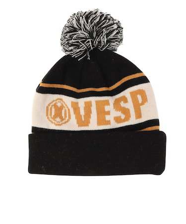 ベスプ（VESP）ジュニア 帽子 ニットキャップ VPJB1003BK ブラック ニット帽 ポンポン スキー スノーボード 雪遊び