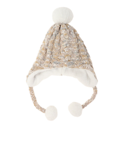 ベスプ（VESP）ジュニア 帽子 ニットキャップ SNJB1023BE ベージュ スヌーピー ニット帽 ポンポン 耳当て付き スキー スノーボード 雪遊び