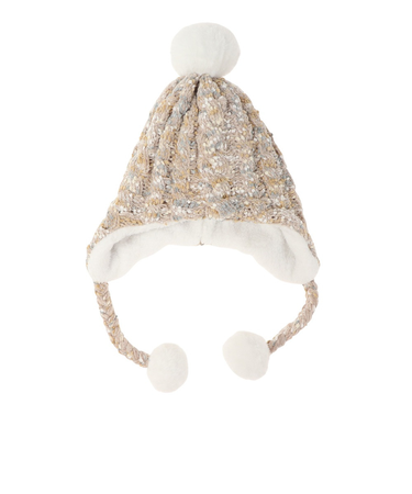 ベスプ(VESP)ジュニア 帽子 ニットキャップ SNJB1023BE ベージュ スヌーピー ニット帽 ポンポン 耳当て付き スキー スノーボード 雪遊び