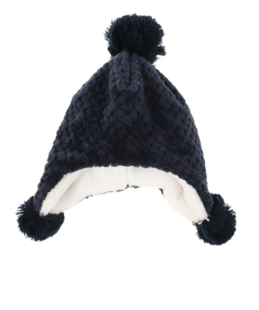 ベスプ（VESP）ジュニア 帽子 ニットキャップ SNJB1029NV ネイビー スヌーピー ニット帽 ポンポン 耳当て付き スキー スノーボード 雪遊び