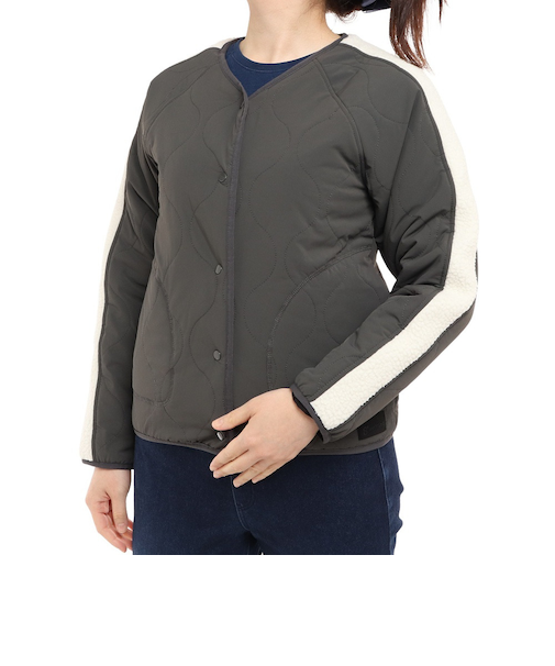 ウィッテム（HUITIEME）ノーカラーキルティングジャケット 192-57012-028