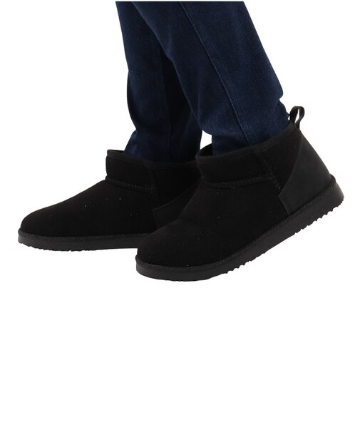 ショートブーツ ショートムートンブーツ 黒 ブラック 7032BLACK カジュアルシューズ くるぶし丈 室内履き 内側ボア あったか 防寒対策