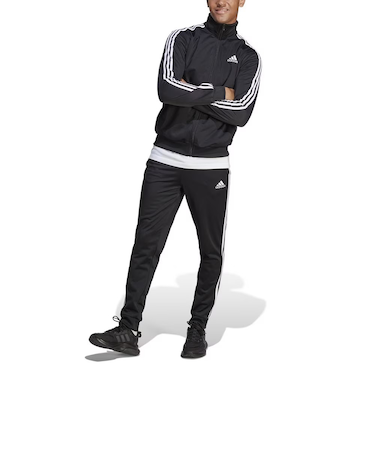 アディダス（adidas）ジャージ 上下セット ブラック ベーシック スリーストライプス トリコット トラックスーツ 定番 ECS77-IC6747
