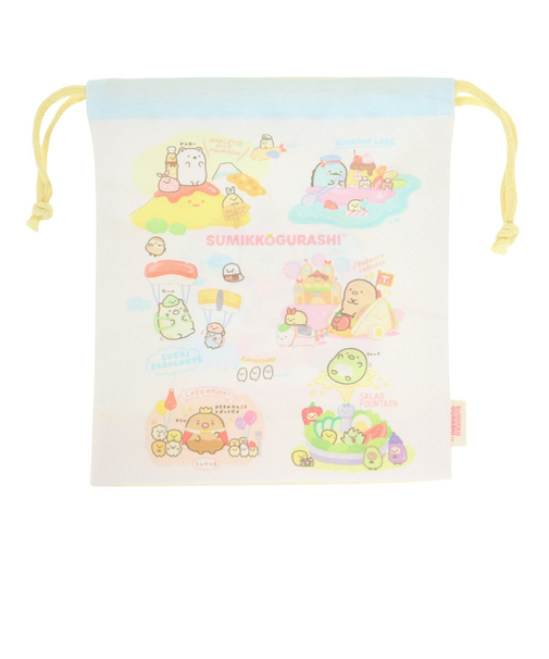 ようこそ たべもの王国 マチ付き巾着 CA38403