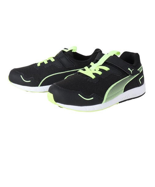 プーマ（PUMA）ジュニア ランニングシューズ スピードモンスター V4 ブラック 37890801 スニーカー スポーツ ベルクロ ベルト付き 運動会 普段…