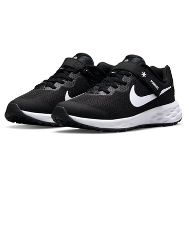 ナイキ(NIKE)ジュニア スポーツ シューズ レボリューション6 フライイーズ ブラック DD1113-003 スニーカー ベルクロ カジュアル 登校 運動