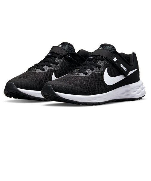 ナイキ(NIKE)ジュニア スポーツ シューズ レボリューション6 フライイーズ ブラック DD1113-003 スニーカー ベルクロ カジュアル 登校 運動