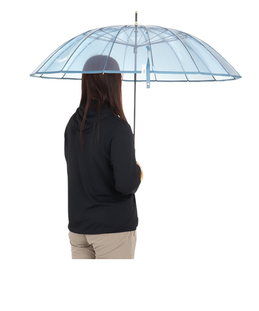 雨傘 ビニール傘 16K プラスティック パイピング PT-055-001 ブルー 青 傘 長傘 60cm 透明傘
