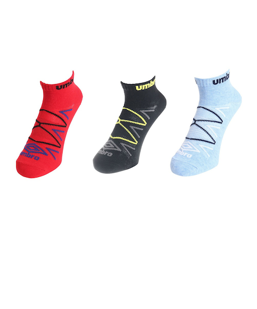 アンブロ（UMBRO）3足組アンクルソックス XEB UUAVJB08 SRBK