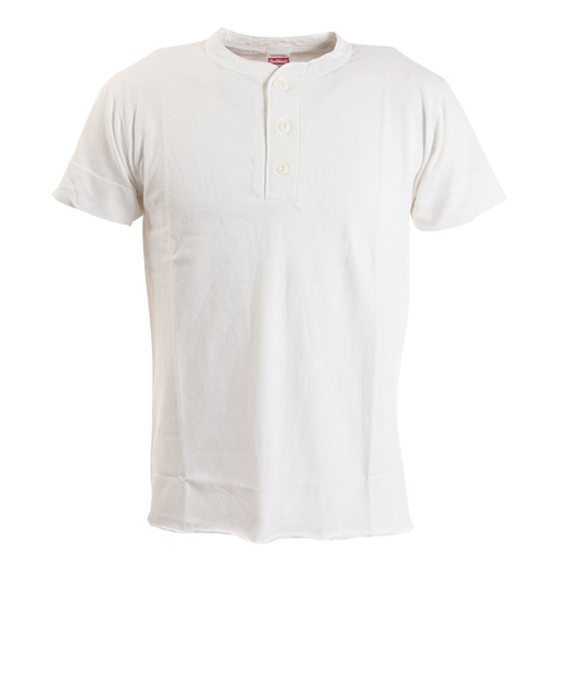 ヘルスニット（Healthknit）半袖Tシャツ メンズ 天竺 ヘンリーネック 906S WHT