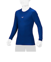 ミズノ（MIZUNO）野球 アンダーシャツ ジュニア ローネック 長袖シャツ パステルネイビー 12JAAP5016 速乾