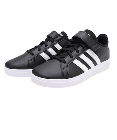 アディダス（adidas）ジュニア スニーカー グランドコート 2.0 ブラック ホワイト GW6513 カジュアル スポーツ シューズ 面ファスナー 通学 …