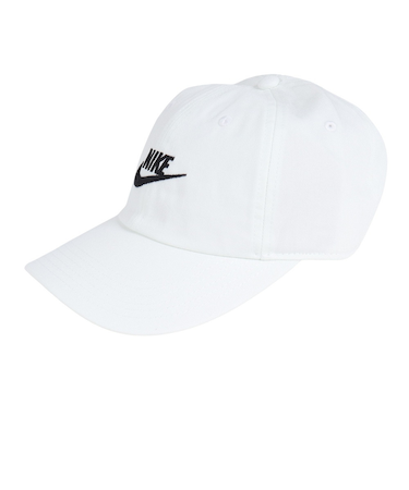 ナイキ（NIKE）帽子 ジュニア キャップ アンストラクチャード フューチュラ ウォッシュ ホワイト×ブラック FB5063-100 ランニング