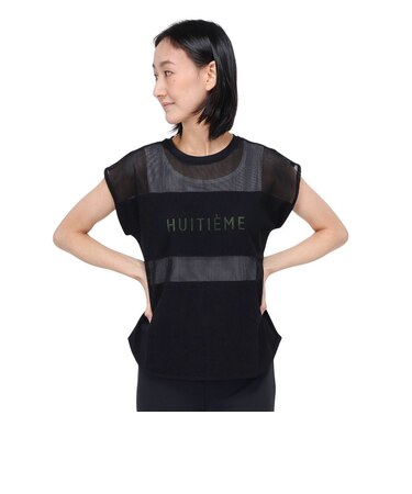 ウィッテム（HUITIEME）半袖シャツ レディース メッシュハイブリッド フレンチクルー 192-26440-019