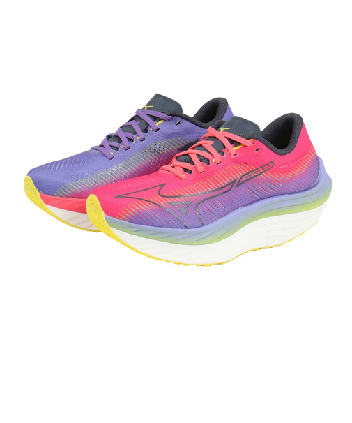 ミズノ(MIZUNO)ランニングシューズ ウエーブリベリオンプロ ピンク パープル J1GD231771 スニーカー トレーニング 部活 軽量 通気性