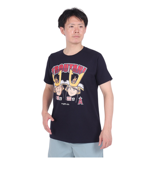 エムエルビー(MLB)野球ウェア ロサンゼルスエンゼルス トラウタニ トラウト×大谷 半袖Tシャツ ML01-23SS-0042-NVY