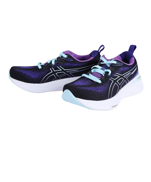 アシックス（ASICS）ランニング シューズ ゲル キュムラス 25 ブラック ブルー 1012B441.006 スニーカー ジョギング トレーニング 軽量