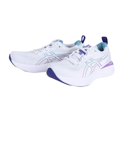 アシックス（ASICS）ランニング シューズ ゲル キュムラス 25 ホワイト ブルー 1012B441.103 スニーカー ジョギング トレーニング 軽量