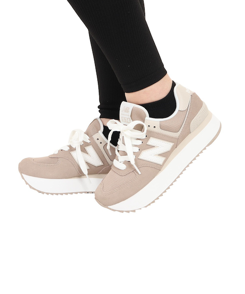 ニューバランス（new balance）スニーカー 574+ WL574Z SM B ベージュ スポーツ カジュアル シューズ タウン 通勤 日常履き 厚底