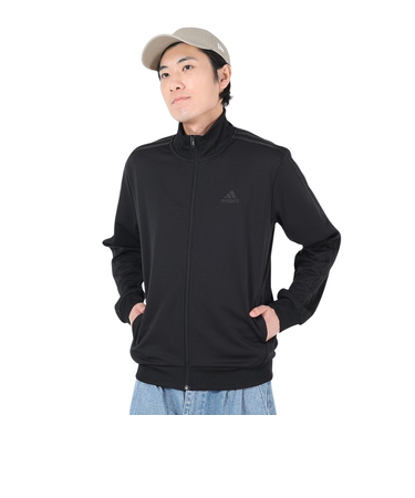 アディダス（adidas）ジャケット ジャージ ブラック 黒 スリーストライプス レギュラーフィット ダブルニット トラックトップ BXF58