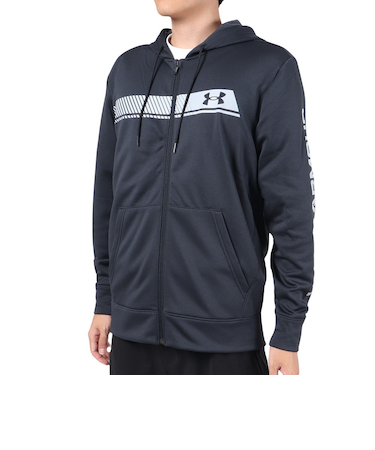 アンダーアーマー（UNDER ARMOUR）パーカー メンズ アーマーフリース BAR ロゴフルジップフーディー 1381329 001