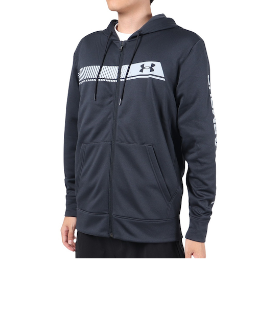 アンダーアーマー（UNDER ARMOUR）パーカー メンズ アーマーフリース BAR ロゴフルジップフーディー 1381329 001