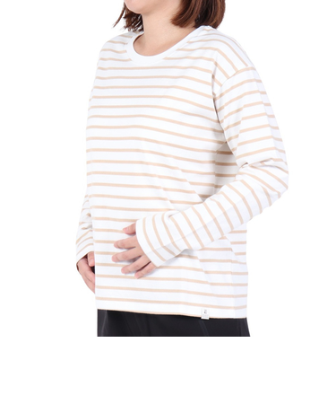 エルケクス（ELKEX）長袖クルーネック ストライプTシャツ EKL3FA0012 BEG