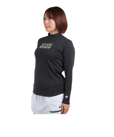 ルコックスポルティフ（lecoqsportif）テニスウェア レディース 長袖モックネックプラクティスシャツ QTWWJB03 BK