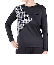 ウイルソン（Wilson）テニスウェア レディース クルーネック長袖Tシャツ 443255-BK 速乾 UVカット