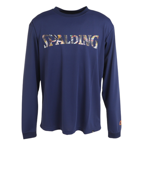 スポルディング（SPALDING）バスケットボールウェア 長袖Tシャツ ボールプリントNV SMT23212NV 速乾 UVカット