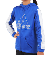 アディダス（adidas）ポリエステル ニットジャケット フーディ Q3688-HM9596 ブルー×ホワイト