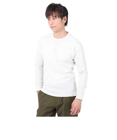 エルケクス（ELKEX）長袖ワッフルヘンリーTシャツ EKM3FA0003 OWHT