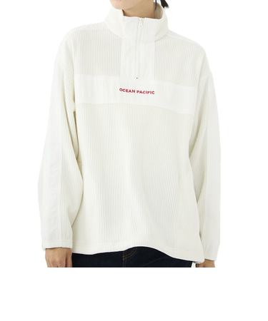 オーシャンパシフィック（Ocean Pacific）ハーフジップ切り替え裏起毛ワッフルプルオーバー 553004IVO
