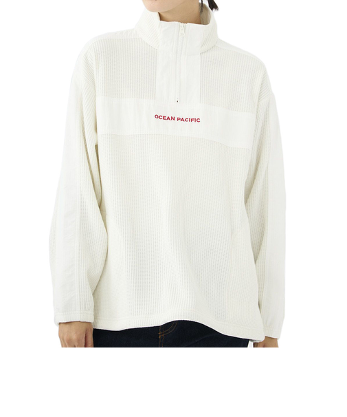 オーシャンパシフィック（Ocean Pacific）ハーフジップ切り替え裏起毛ワッフルプルオーバー 553004IVO