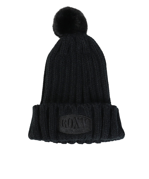 ロキシー(ROXY)ニット帽 TO THE SUN ビーニー 23FWRBE234308BLK 防寒 フリーサイズ ポンポン 黒