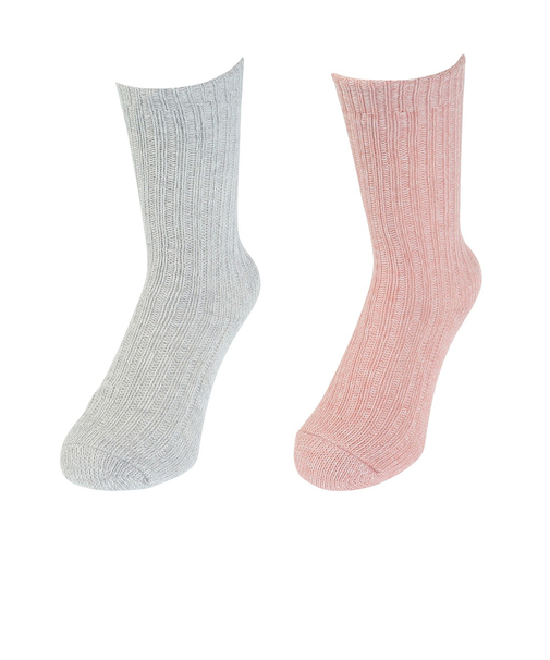 クー（Coo.）裏側発熱 二重編み靴下 2足組 895Q3OK0272 PNK