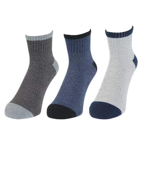 クー（Coo.）HEAT-X 3足組 アンクルソックス GRYNVYBLK 894Q3OK0289 GRY 防寒