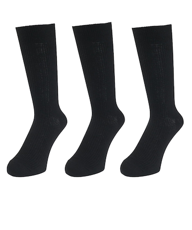 クー（Coo.）HEAT-X 3足組 クルー ソックス BLKリブ 894Q3OK0290 BLK 防寒 黒 25cm