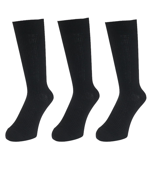 クー（Coo.）HEAT-X 3足組 クルー ソックス BLKリブ 894Q3OK0290 BLK 防寒 黒 25cm