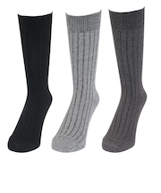 クー(Coo.)HEAT-X 3足組 クルー ソックス CGYMBKBLKリブ 894Q3OK0296 CGY 防寒