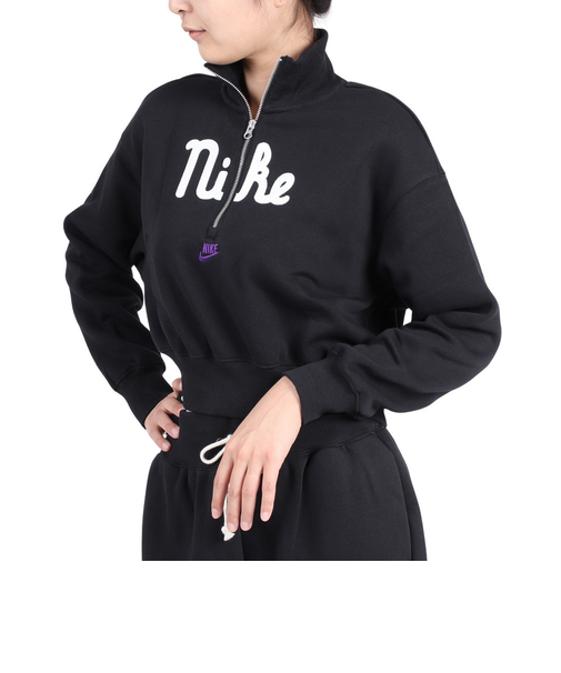 ナイキ（NIKE）スポーツウェア オーバーサイズド 1/2ジップ クロップ フリース スウェットシャツ FQ7980-010