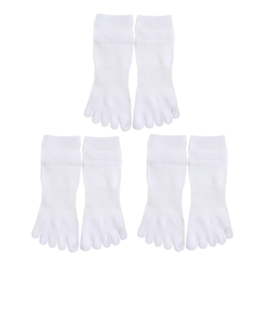 クー（Coo.）ノンパイル 3足組 5本指ソックス 894Q3OK0014WHT