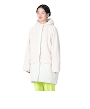 オーシャンパシフィック(Ocean Pacific)ボア×キルト切り替え フードロングジャケット 553212WHT